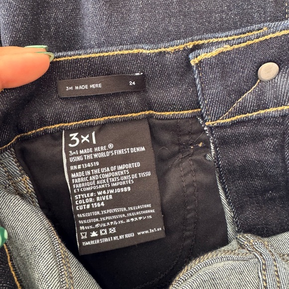 3X1 NYC Joni Straight Wide Leg Dark Wash High Rise Jeans 4W 24 Three By One - Picture 8 of 8